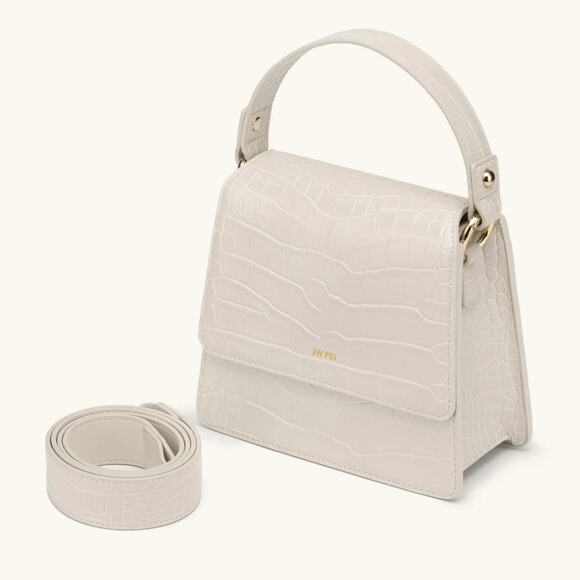 JW PEI FAE Top Handle Crossbody Ivory Croc White Cream - Picture 1 of 16